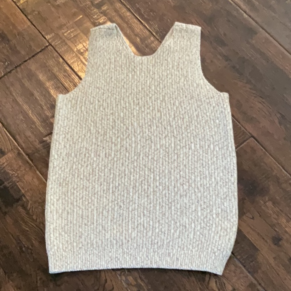LOFT Ribbed Knit Tank in Light Gray